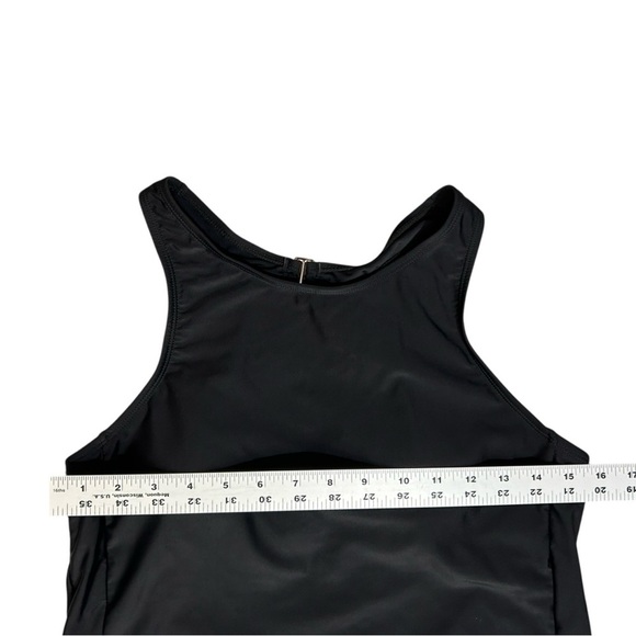 TROPICAL ESCAPE Black Tankini Swim Top sz 10 Racerback Removable Cup Pads - Picture 5 of 7